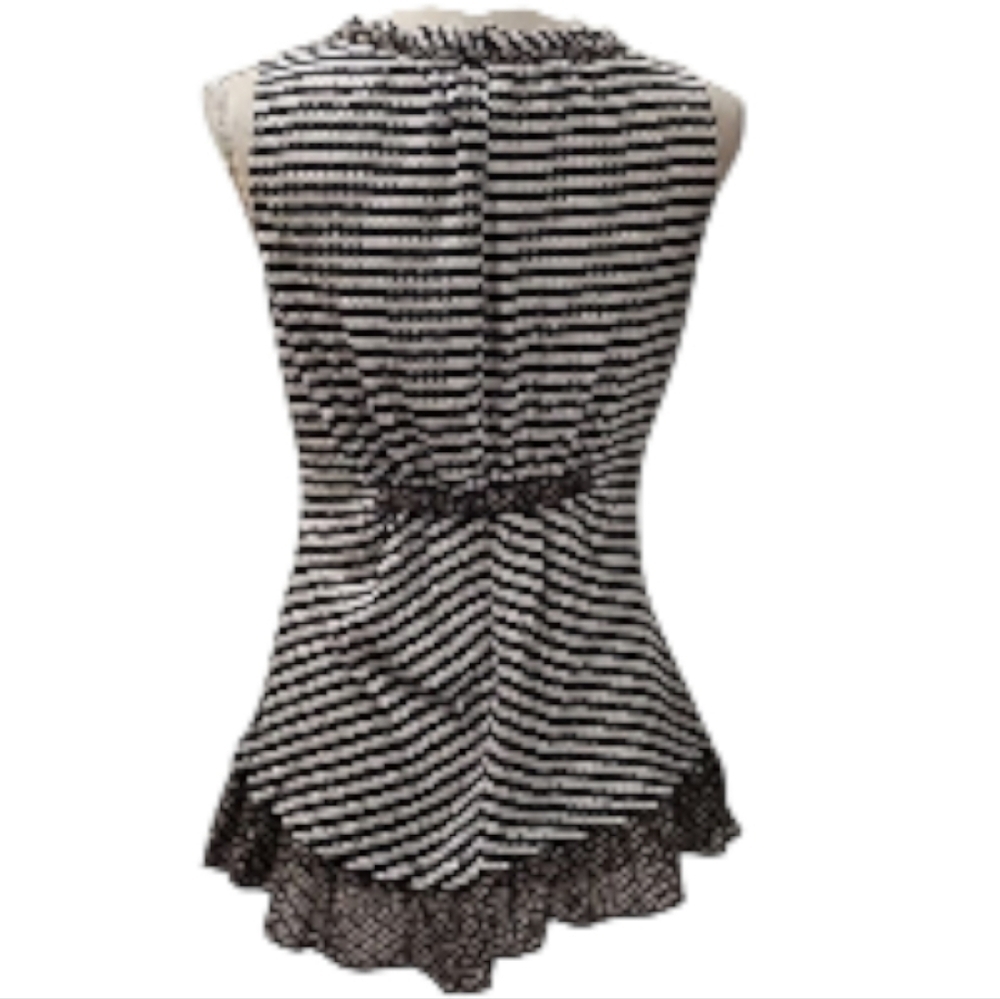 One September Anthroplogie Elegant Black and White Striped Blouse - Picture 6 of 7